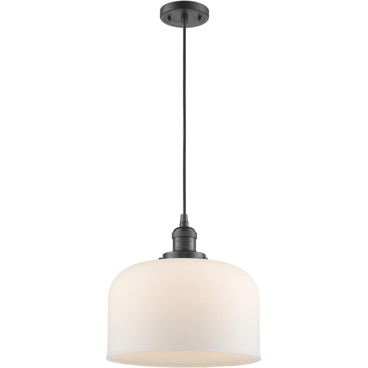 Innovations Lighting 201C-OB-G71-L-LED Franklin Restoration Bell LED 12 inch Oil Rubbed Bronze Mini Pendant Ceiling Light in Matte White, Franklin Res