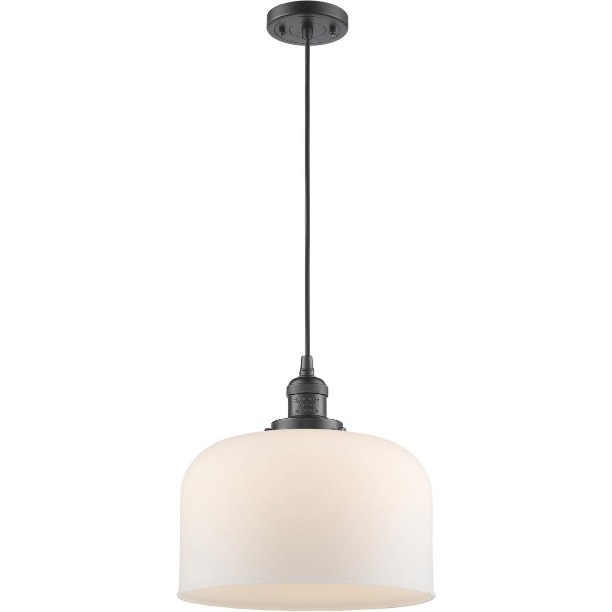 Innovations Lighting 201C-OB-G71-L Franklin Restoration Bell 1 Light 12 inch Oil Rubbed Bronze Mini Pendant Ceiling Light in Incandescent, Matte White