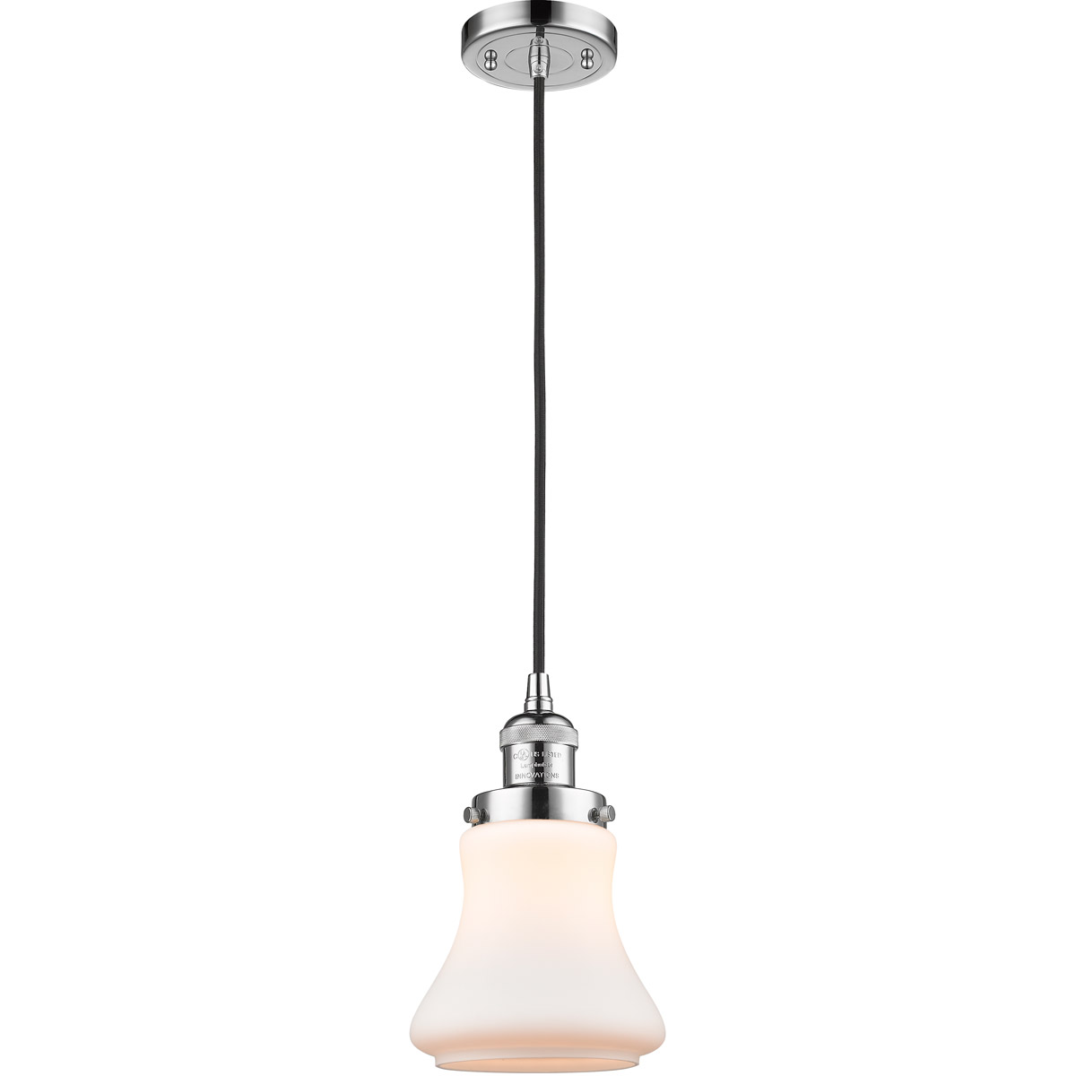 Innovations Lighting 201C-PC-G191-LED Franklin Restoration Bellmont LED 6 inch Polished Chrome Mini Pendant Ceiling Light in Matte White Glass, Frankl