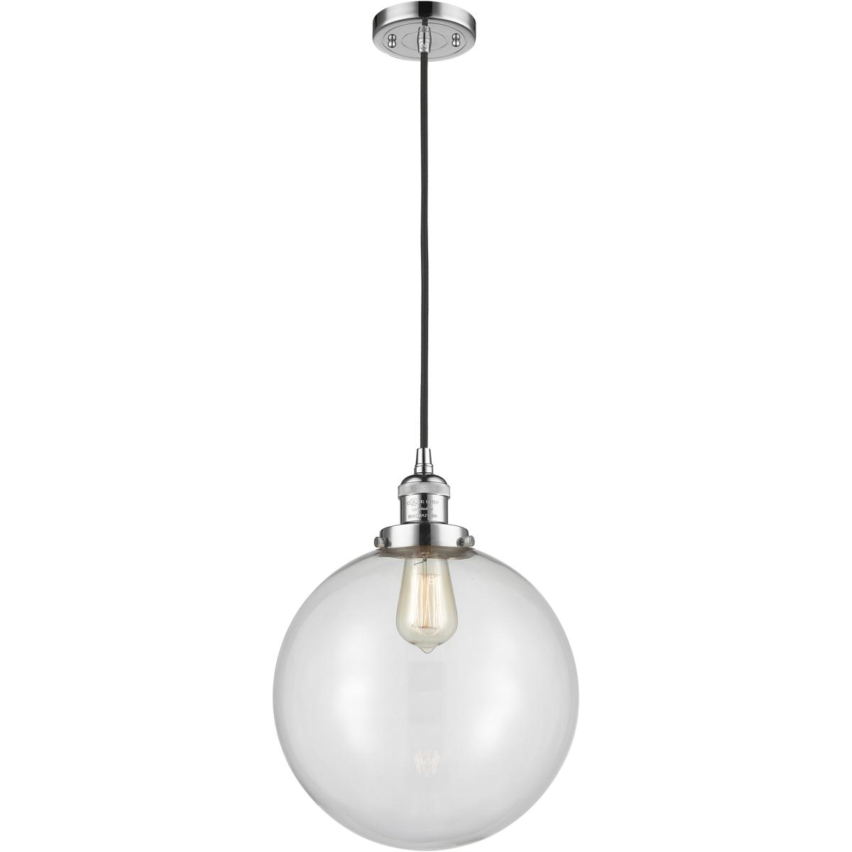 Innovations Lighting 201C-PC-G202-12 Franklin Restoration Beacon 1 Light 12 inch Polished Chrome Mini Pendant Ceiling Light in Incandescent, Clear, Fr