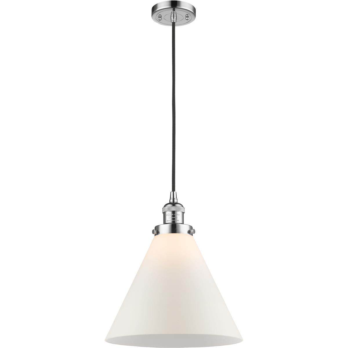 Innovations Lighting 201C-PC-G41-L Franklin Restoration Cone 1 Light 12 inch Polished Chrome Mini Pendant Ceiling Light in Incandescent, Matte White,