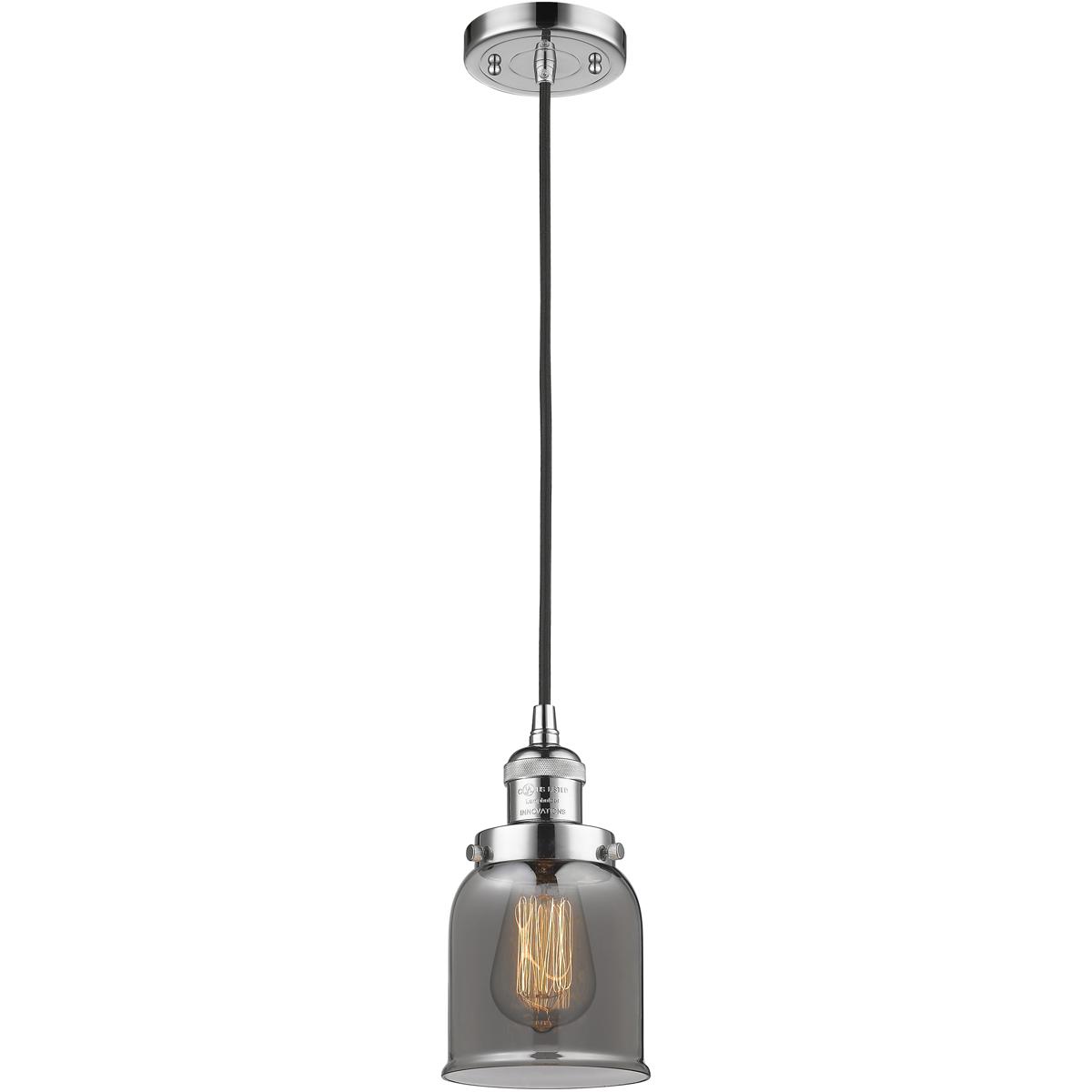 Innovations Lighting 201C-PC-G53 Franklin Restoration Bell 1 Light 5 inch Polished Chrome Mini Pendant Ceiling Light in Bulb Not Included, Light Smoke