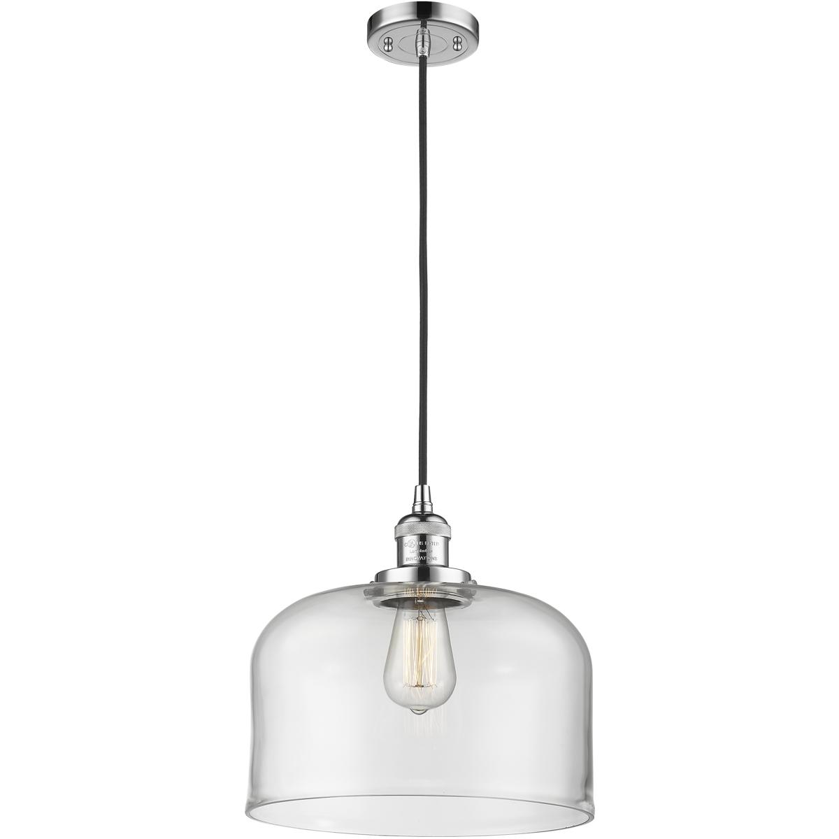 Innovations Lighting 201C-PC-G72-L Franklin Restoration Bell 1 Light 12 inch Polished Chrome Mini Pendant Ceiling Light in Incandescent, Clear, Frankl