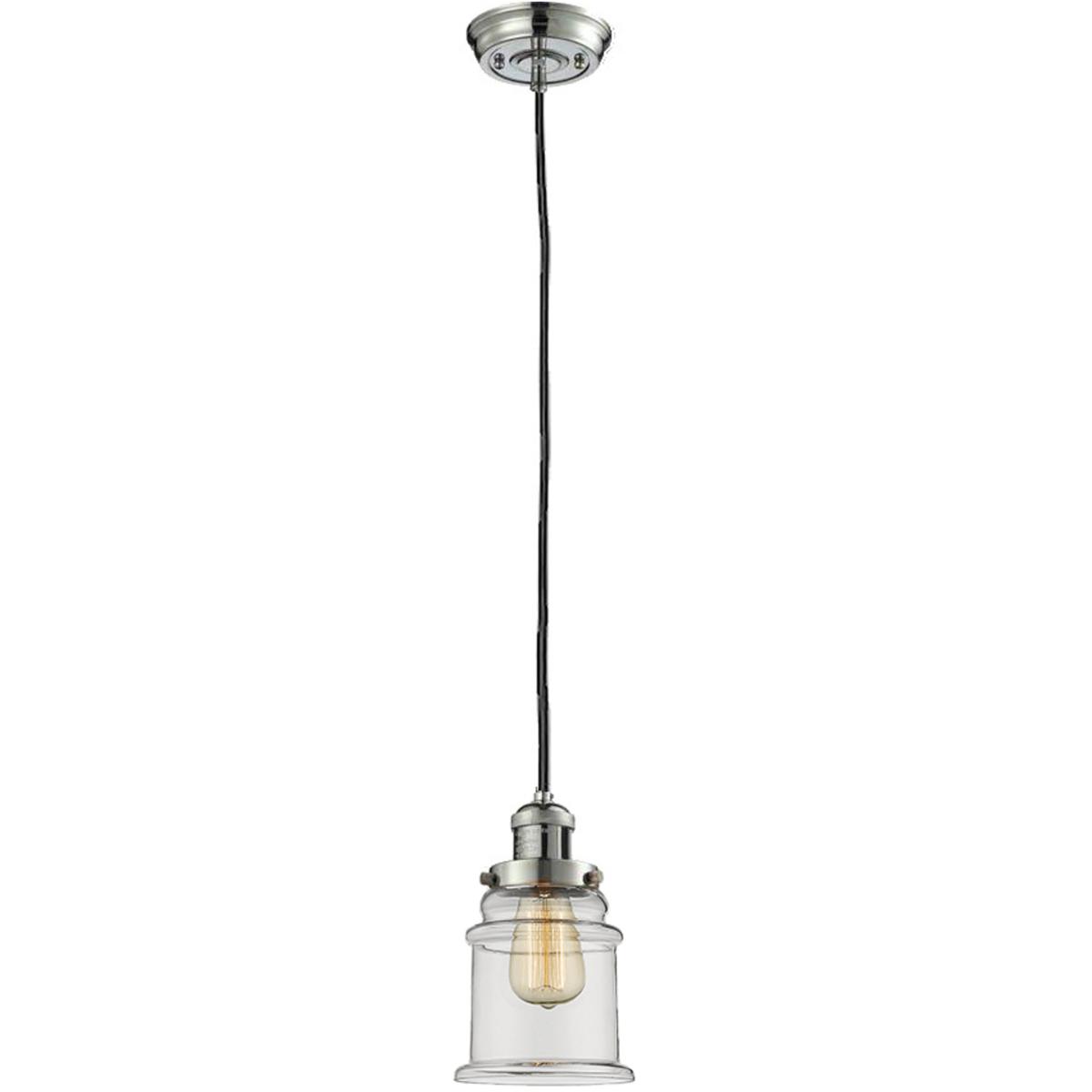 Innovations Lighting 201C-PN-G182-LED Franklin Restoration Canton LED 6 inch Polished Nickel Mini Pendant Ceiling Light in Clear, Franklin Restoration