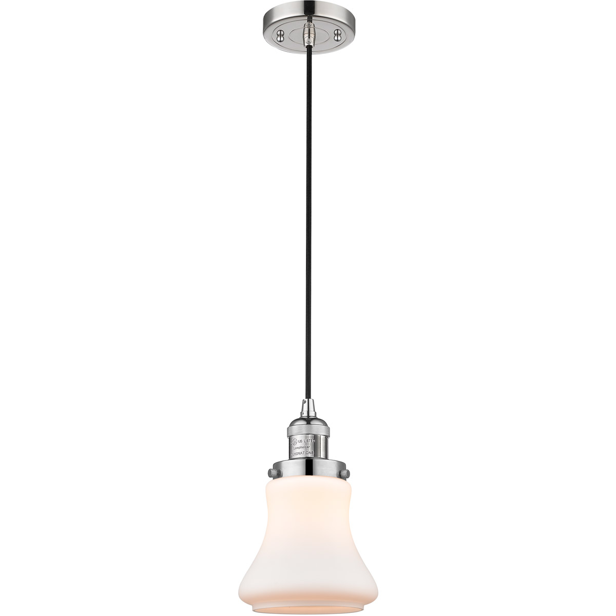 Innovations Lighting 201C-PN-G191 Franklin Restoration Bellmont 1 Light 6 inch Polished Nickel Mini Pendant Ceiling Light in Matte White Glass, Frankl