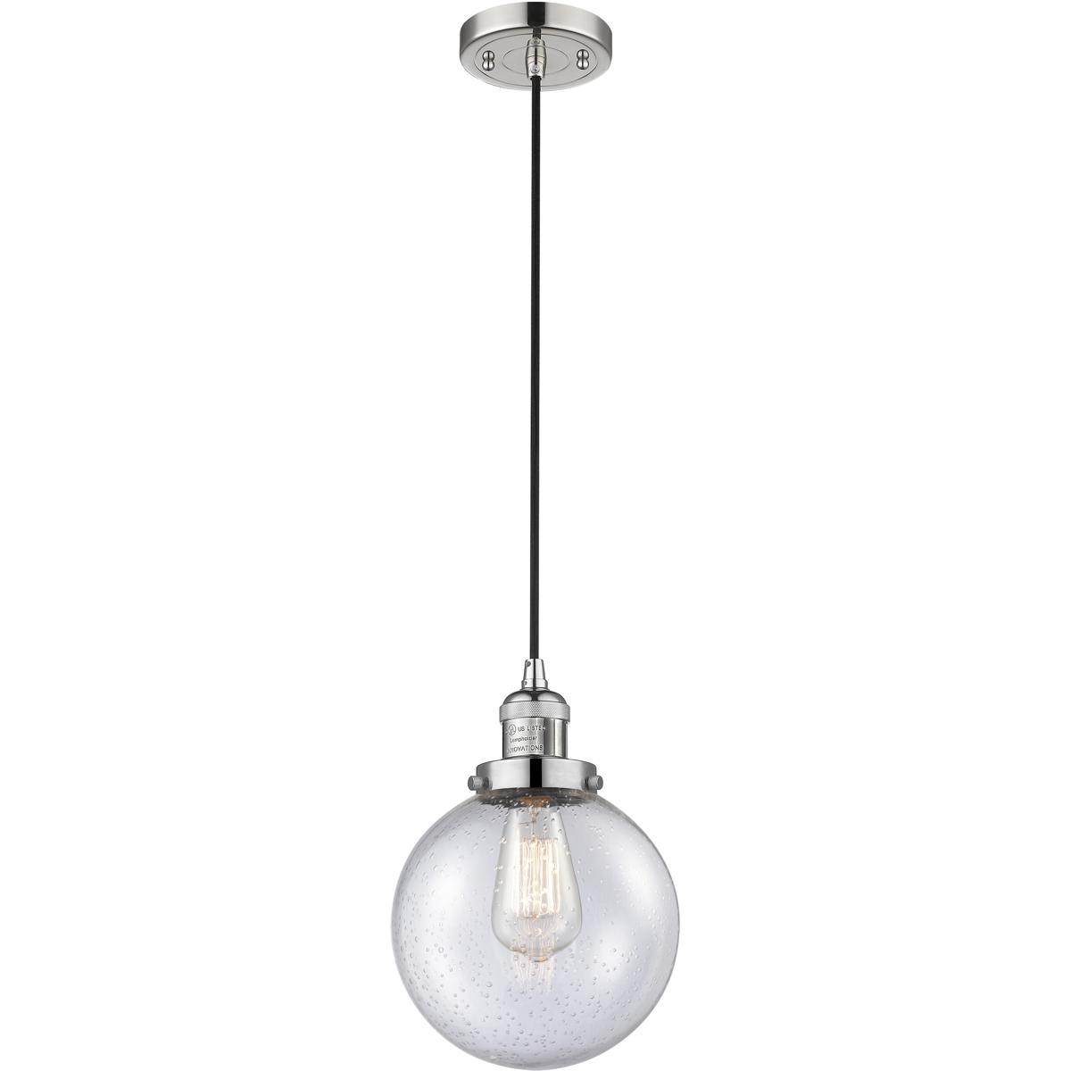 Innovations Lighting 201C-PN-G204-8-LED Franklin Restoration Beacon LED 8 inch Polished Nickel Mini Pendant Ceiling Light in Seedy, Franklin Restorati