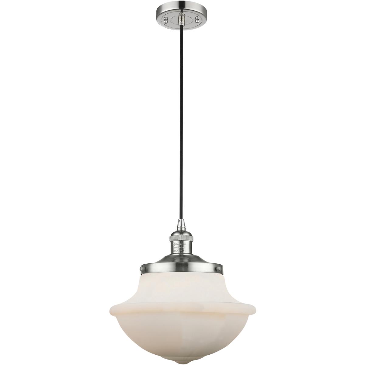 Innovations Lighting 201C-PN-G541-LED Franklin Restoration Oxford LED 12 inch Polished Nickel Mini Pendant Ceiling Light in Matte White, Franklin Rest