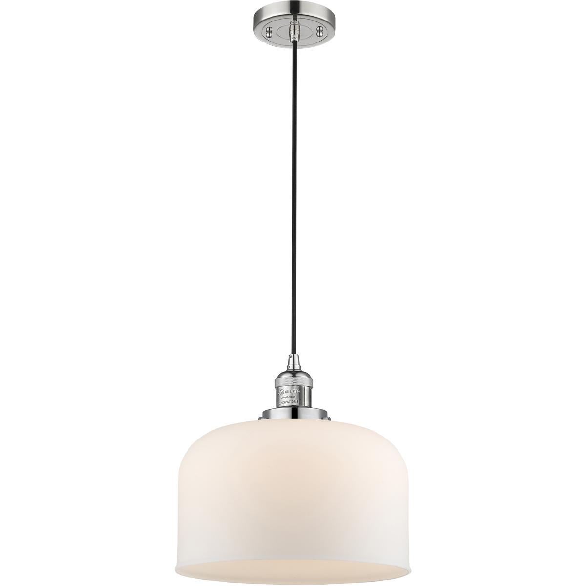 Innovations Lighting 201C-PN-G71-L Franklin Restoration Bell 1 Light 12 inch Polished Nickel Mini Pendant Ceiling Light in Incandescent, Matte White,