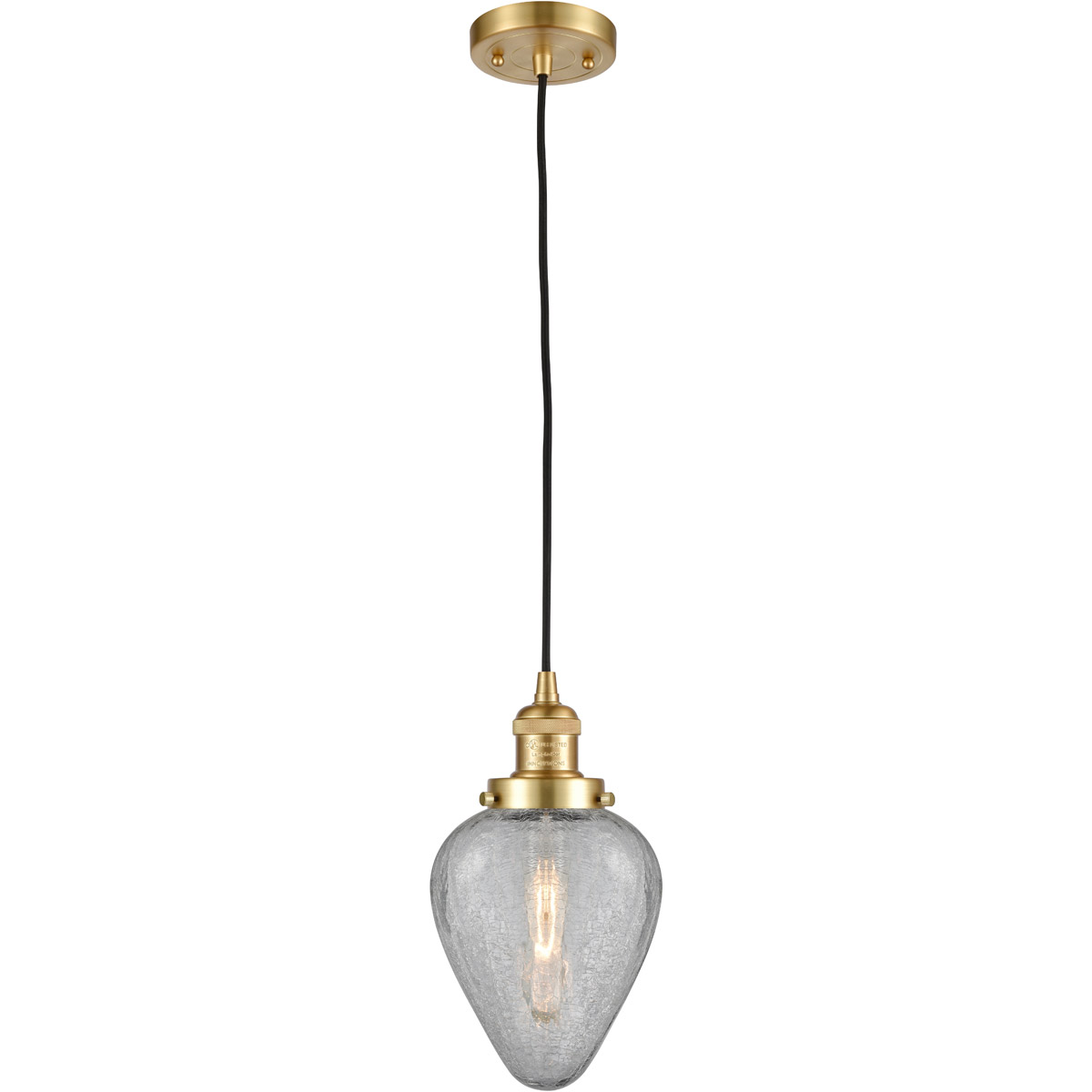 Innovations Lighting 201C-SG-G165 Franklin Restoration Geneseo 1 Light 7 inch Satin Gold Mini Pendant Ceiling Light, Franklin Restoration