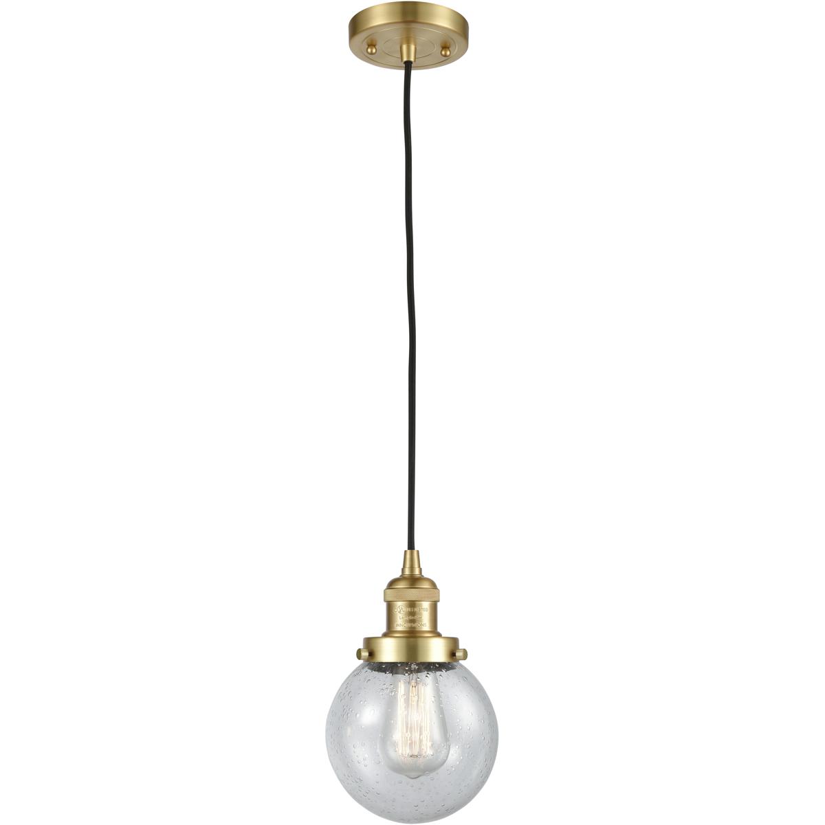 Innovations Lighting 201C-SG-G204-6 Franklin Restoration Beacon 1 Light 6 inch Satin Gold Mini Pendant Ceiling Light in Incandescent, Seedy, Franklin