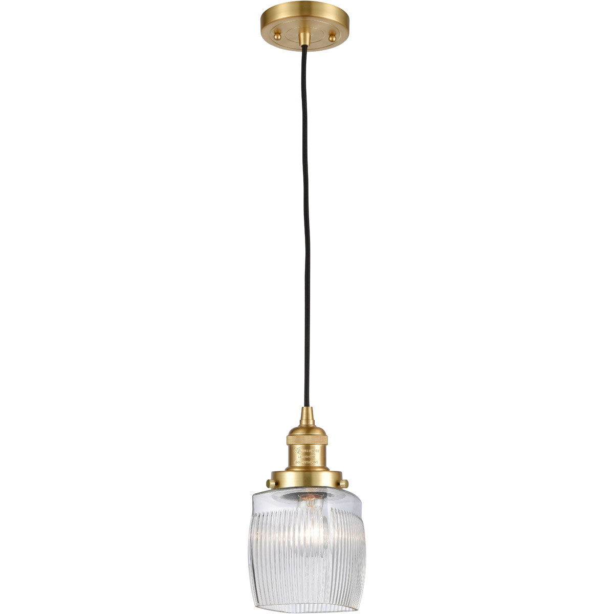 Innovations Lighting 201C-SG-G302-LED Franklin Restoration Colton LED 6 inch Satin Gold Mini Pendant Ceiling Light, Franklin Restoration