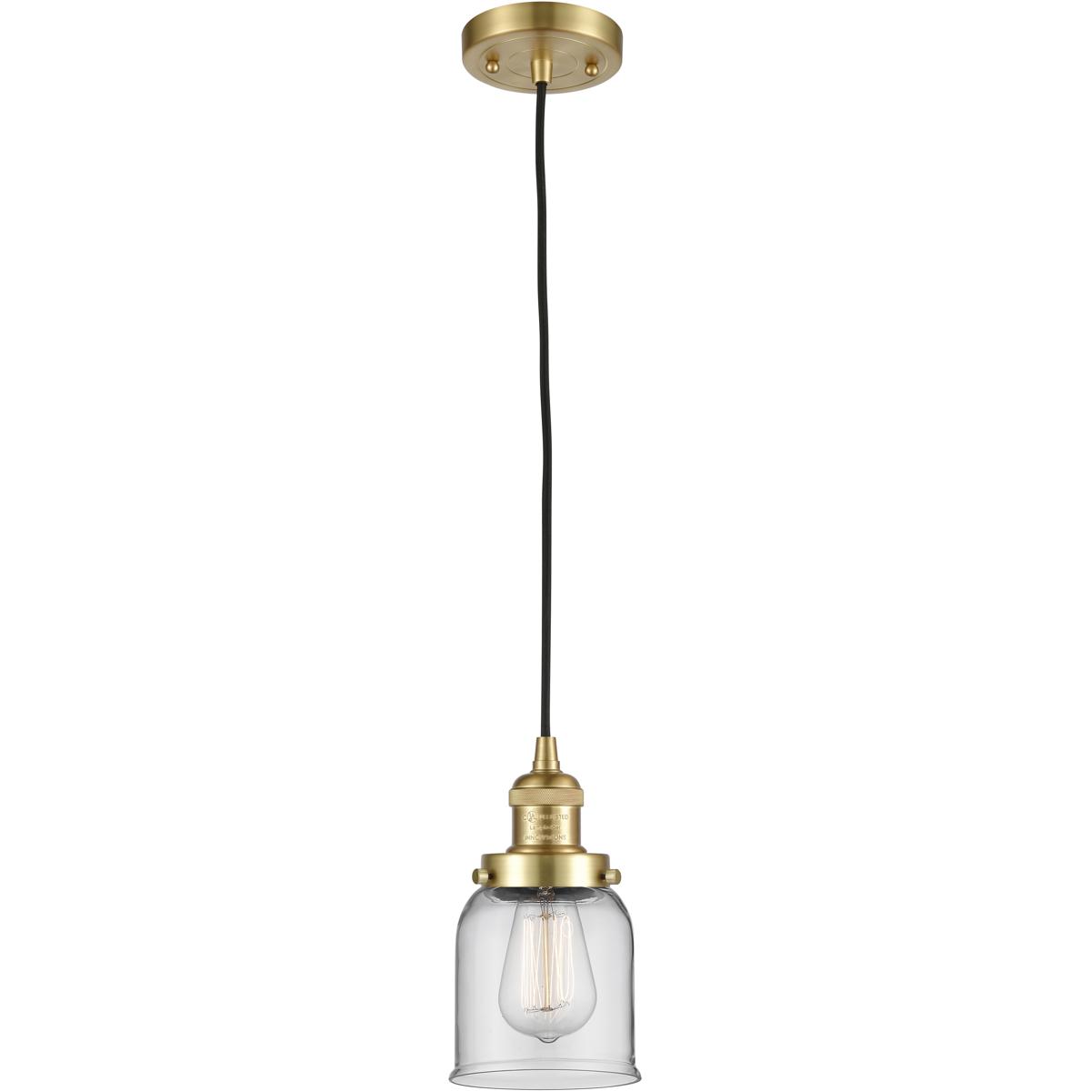 Innovations Lighting 201C-SG-G52 Franklin Restoration Bell 1 Light 5 inch Satin Gold Mini Pendant Ceiling Light in Incandescent, Clear, Franklin Resto