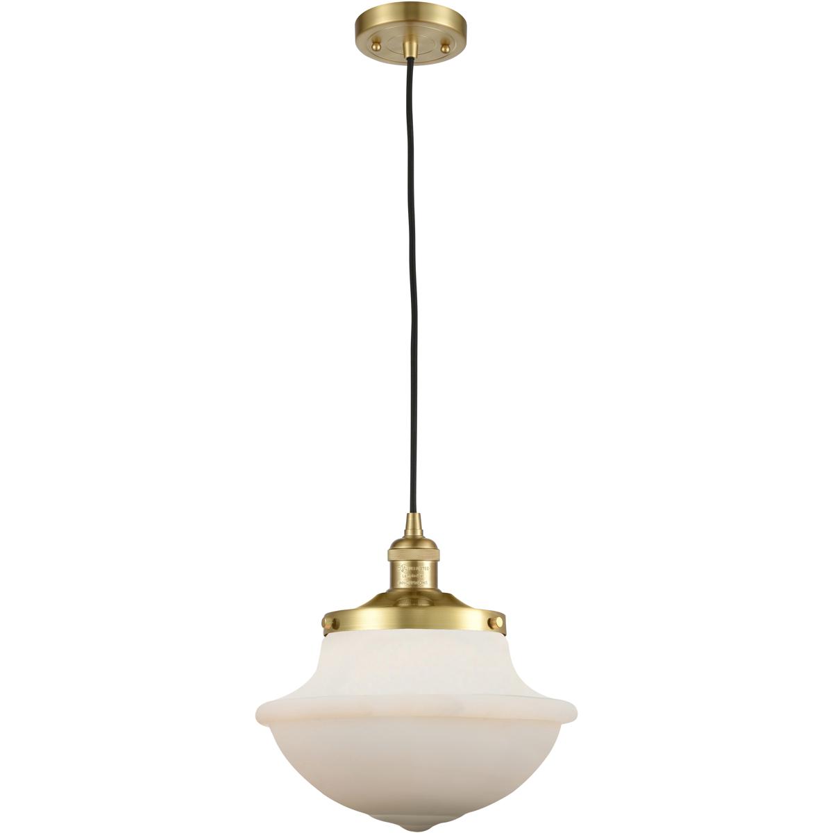 Innovations Lighting 201C-SG-G541 Franklin Restoration Oxford 1 Light 12 inch Satin Gold Mini Pendant Ceiling Light in Incandescent, Matte White, Fran