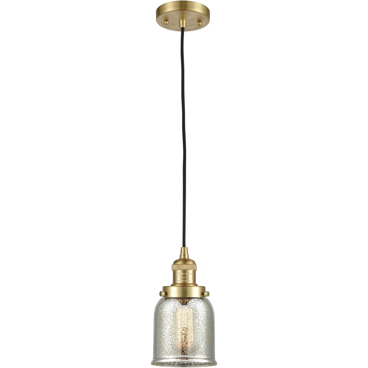 Innovations Lighting 201C-SG-G58 Franklin Restoration Bell 1 Light 5 inch Satin Gold Mini Pendant Ceiling Light in Incandescent, Silver Plated Mercury