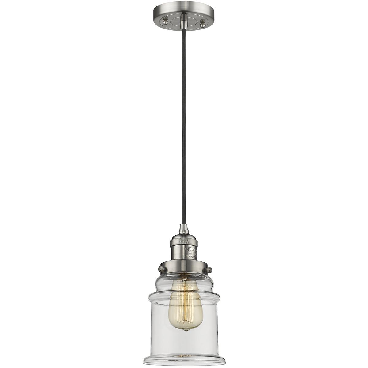 Innovations Lighting 201C-SN-G182 Franklin Restoration Canton 1 Light 6 inch Brushed Satin Nickel Mini Pendant Ceiling Light in Incandescent, Clear, F