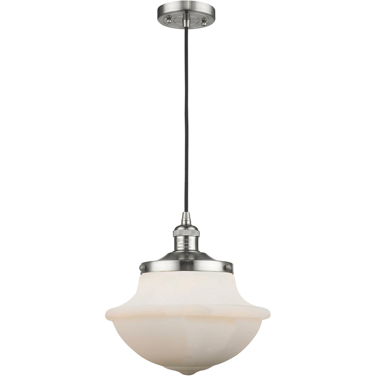 Innovations Lighting 201C-SN-G541-LED Franklin Restoration Oxford LED 12 inch Brushed Satin Nickel Mini Pendant Ceiling Light in Matte White, Franklin