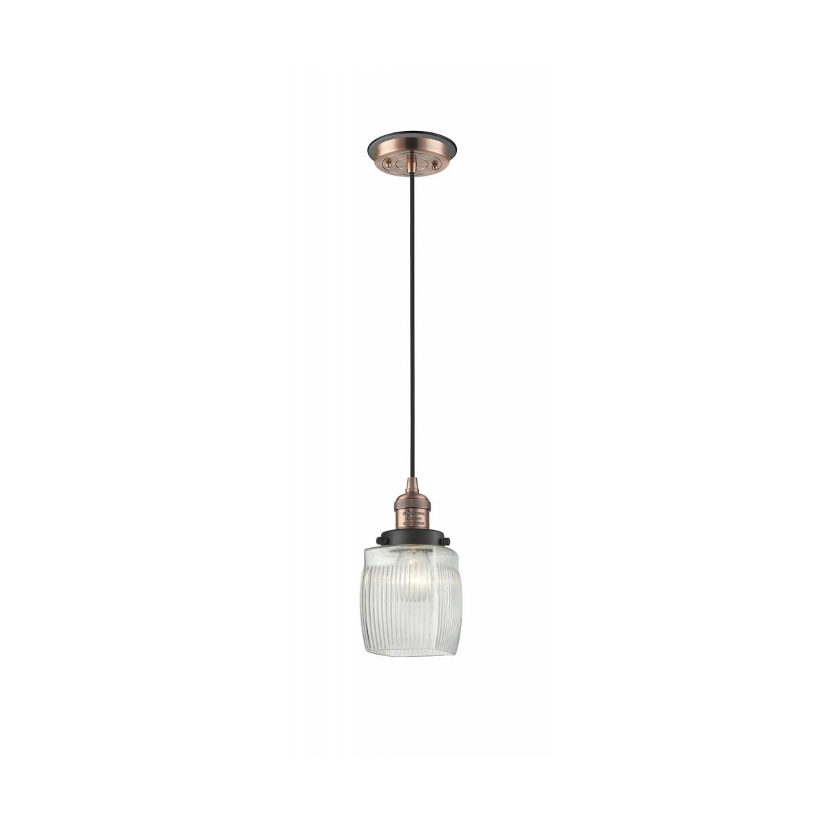 Innovations Lighting 201CBP-ACBK-G302 Franklin Restoration Colton 1 Light 5.5 inch Antique Copper/Matte Black Mini Pendant Ceiling Light