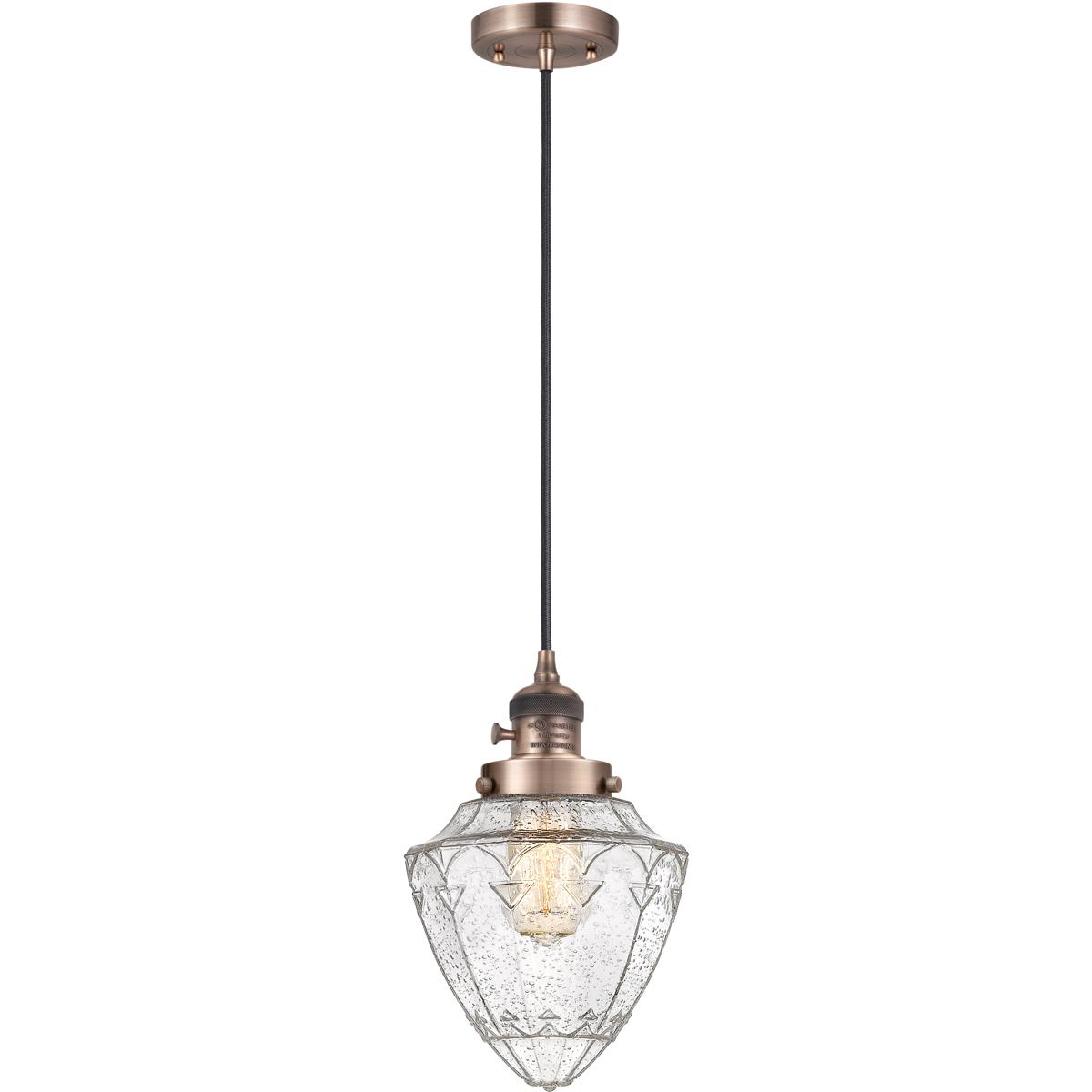 Innovations Lighting 201CSW-AC-G664-7 Franklin Restoration Bullet 1 Light 7 inch Antique Copper Mini Pendant Ceiling Light in Incandescent, Seedy