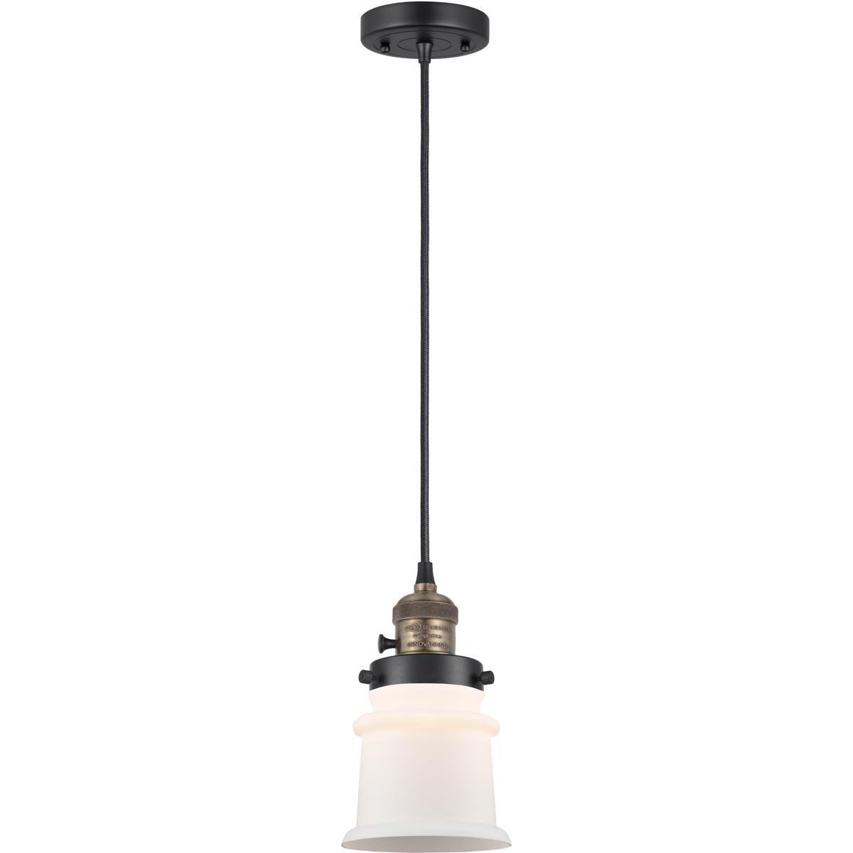 Innovations Lighting 201CSW-BAB-G181S-LED Franklin Restoration Canton LED 6 inch Black Antique Brass Mini Pendant Ceiling Light in Matte White