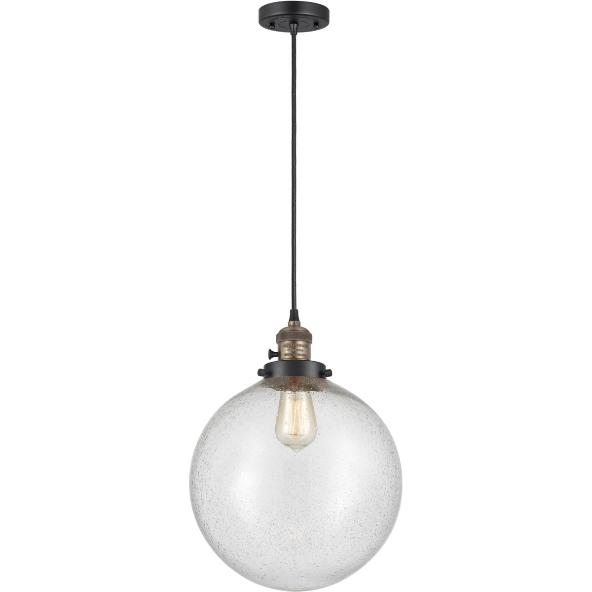 Innovations Lighting 201CSW-BAB-G204-12 Franklin Restoration Beacon 1 Light 12 inch Black Antique Brass Mini Pendant Ceiling Light in Incandescent, Se