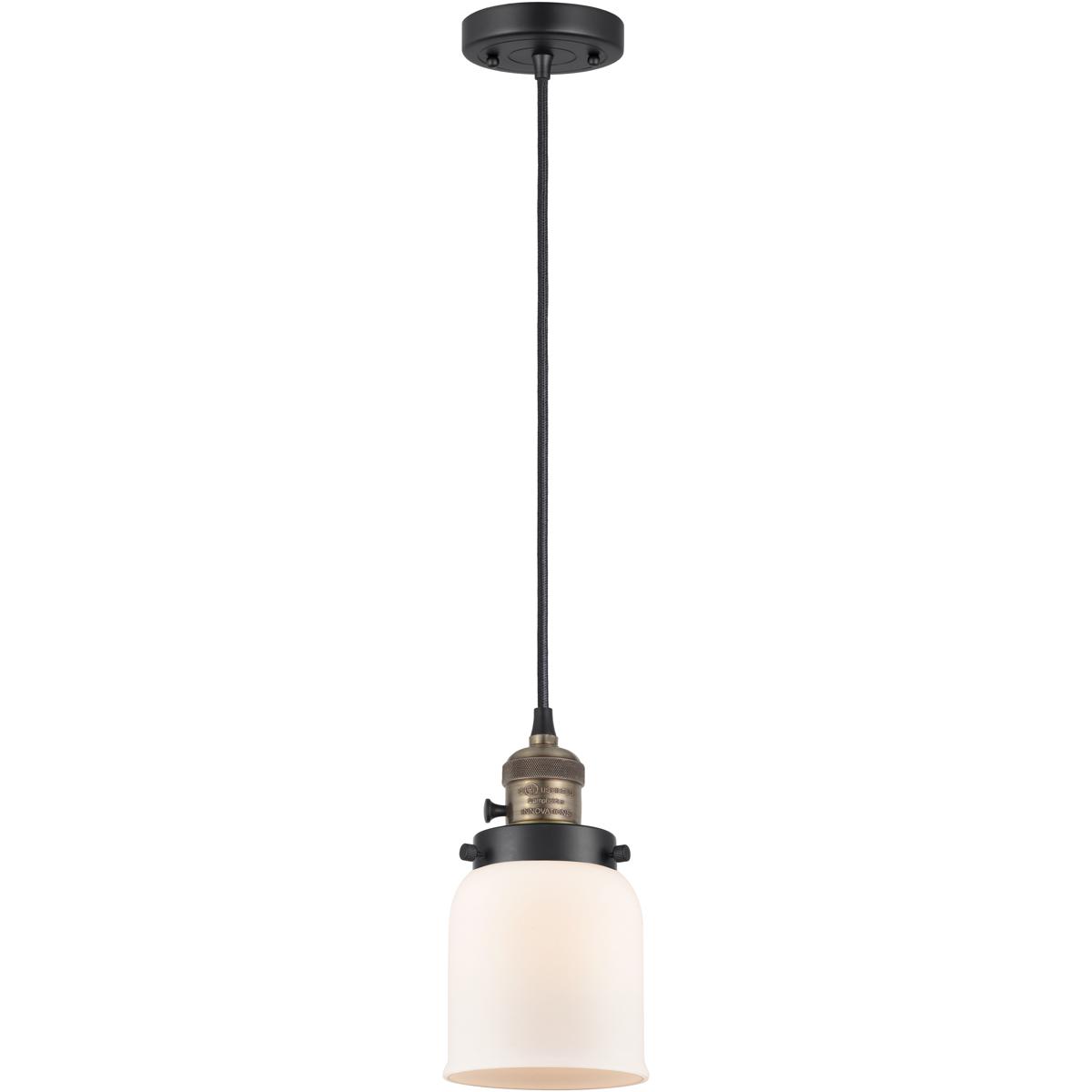 Innovations Lighting 201CSW-BAB-G51 Franklin Restoration Bell 1 Light 5 inch Black Antique Brass Mini Pendant Ceiling Light in Incandescent, Matte Whi