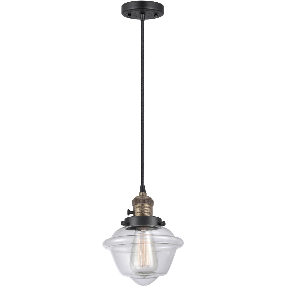 Innovations Lighting 201CSW-BAB-G532 Franklin Restoration Oxford 1 Light 7.5 inch Black Antique Brass Mini Pendant Ceiling Light in Incandescent, Clea