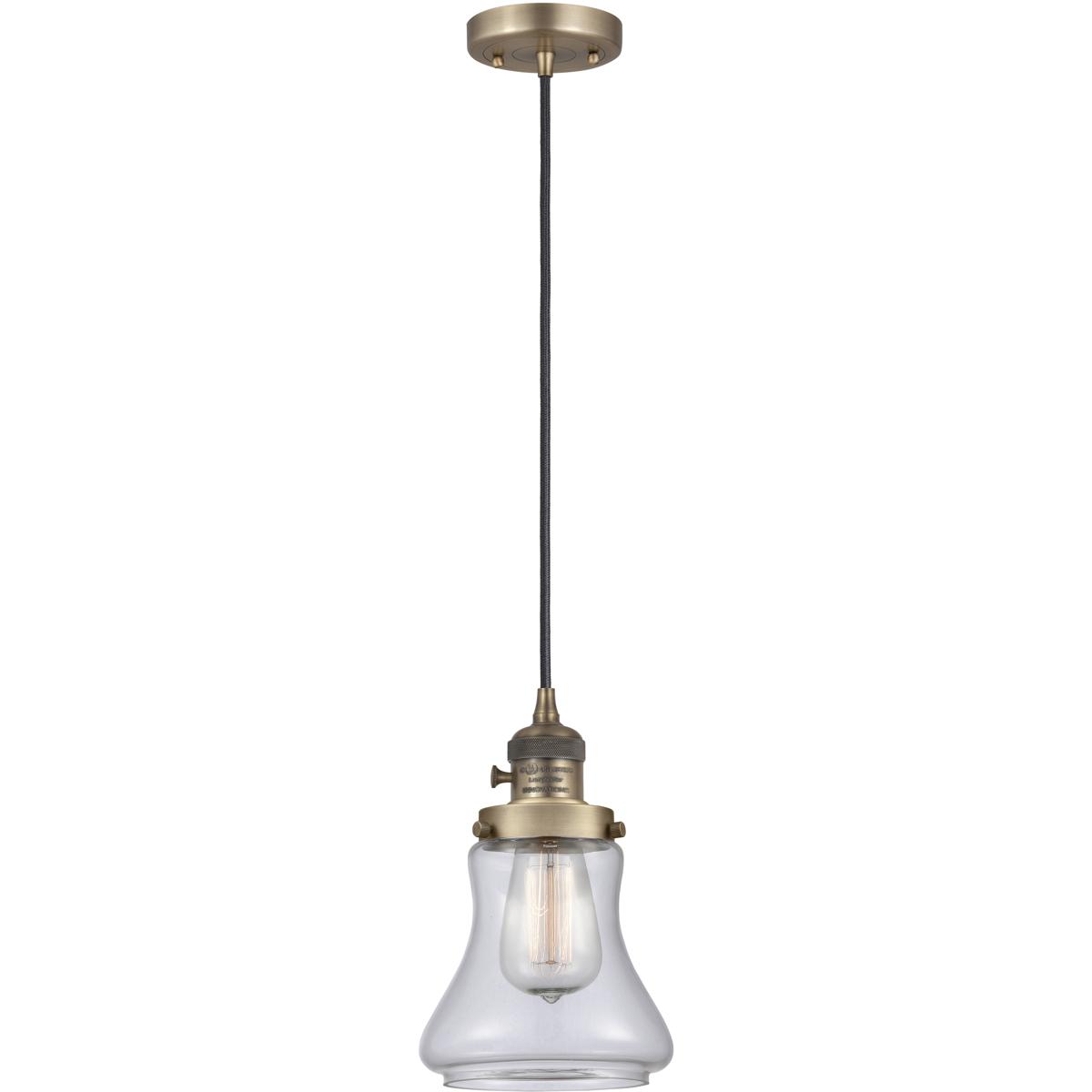 Innovations Lighting 201CSW-BB-G192-LED Franklin Restoration Bellmont LED 6.25 inch Brushed Brass Mini Pendant Ceiling Light in Clear