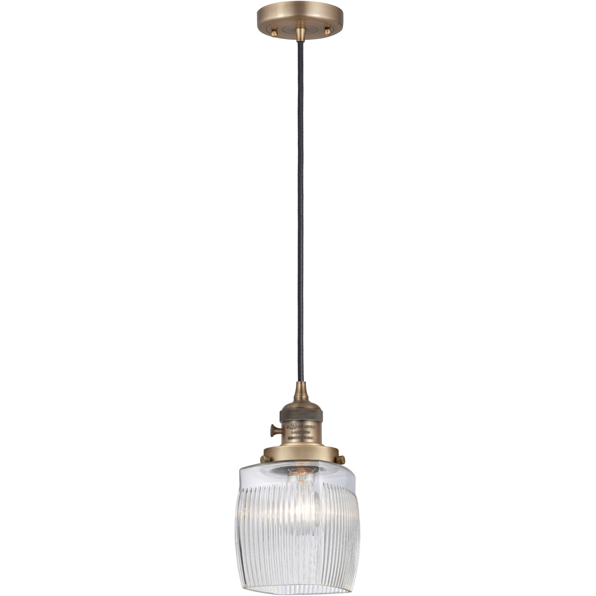 Innovations Lighting 201CSW-BB-G302 Franklin Restoration Colton 1 Light 6 inch Brushed Brass Mini Pendant Ceiling Light