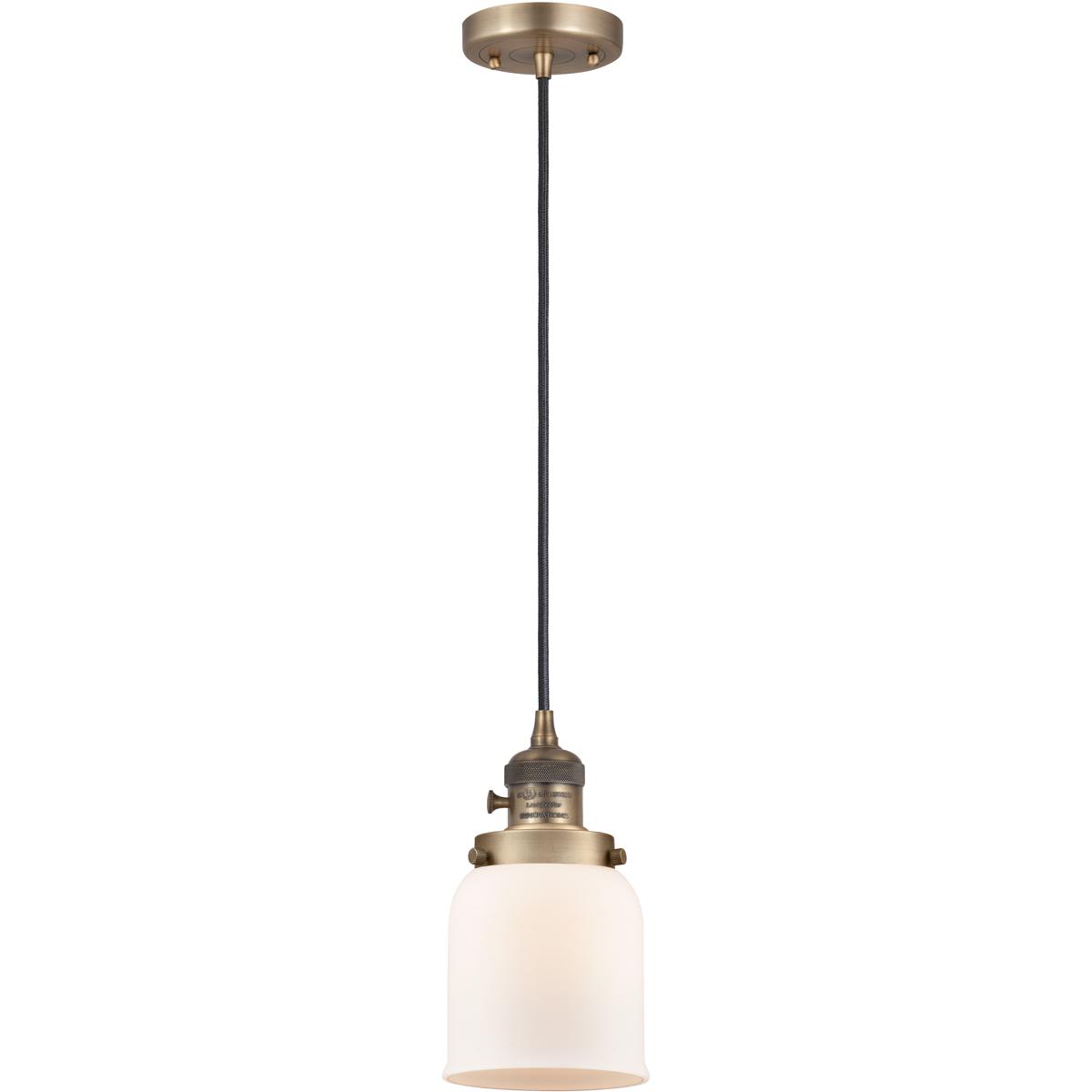 Innovations Lighting 201CSW-BB-G51 Franklin Restoration Bell 1 Light 5 inch Brushed Brass Mini Pendant Ceiling Light in Incandescent, Matte White