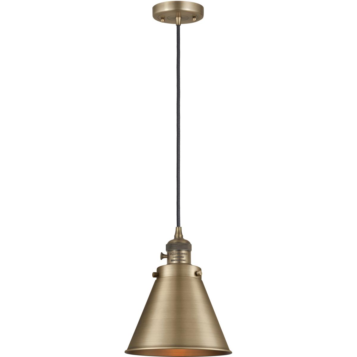 Innovations Lighting 201CSW-BB-M13-BB-LED Franklin Restoration Appalachian LED 8 inch Brushed Brass Mini Pendant Ceiling Light