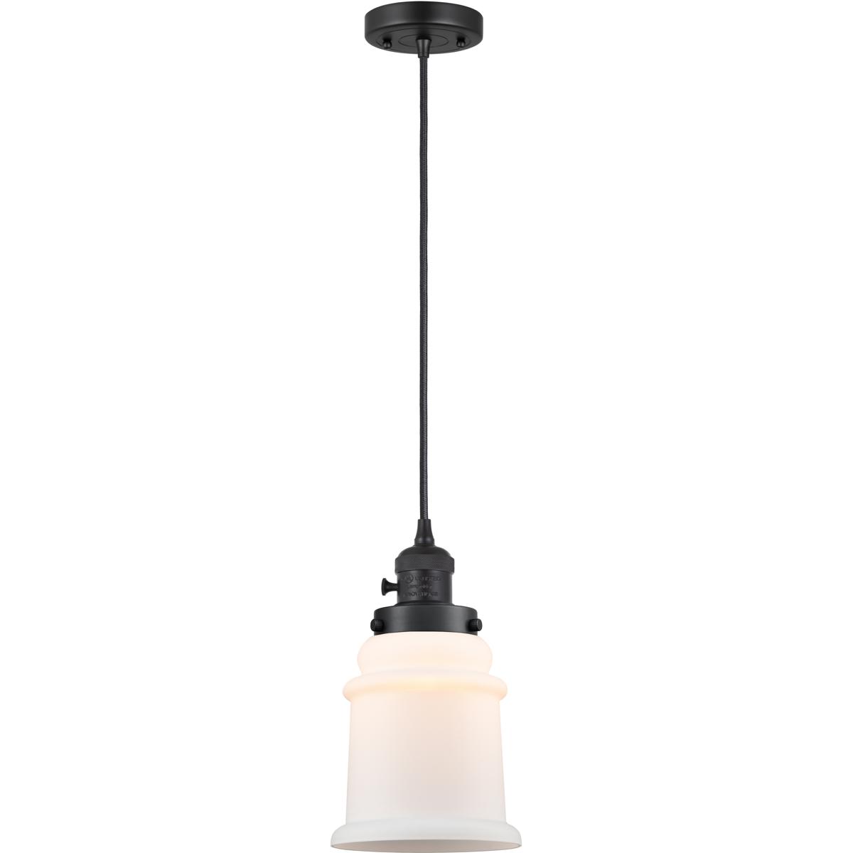 Innovations Lighting 201CSW-BK-G181 Franklin Restoration Canton 1 Light 6 inch Matte Black Mini Pendant Ceiling Light in Incandescent, Matte White