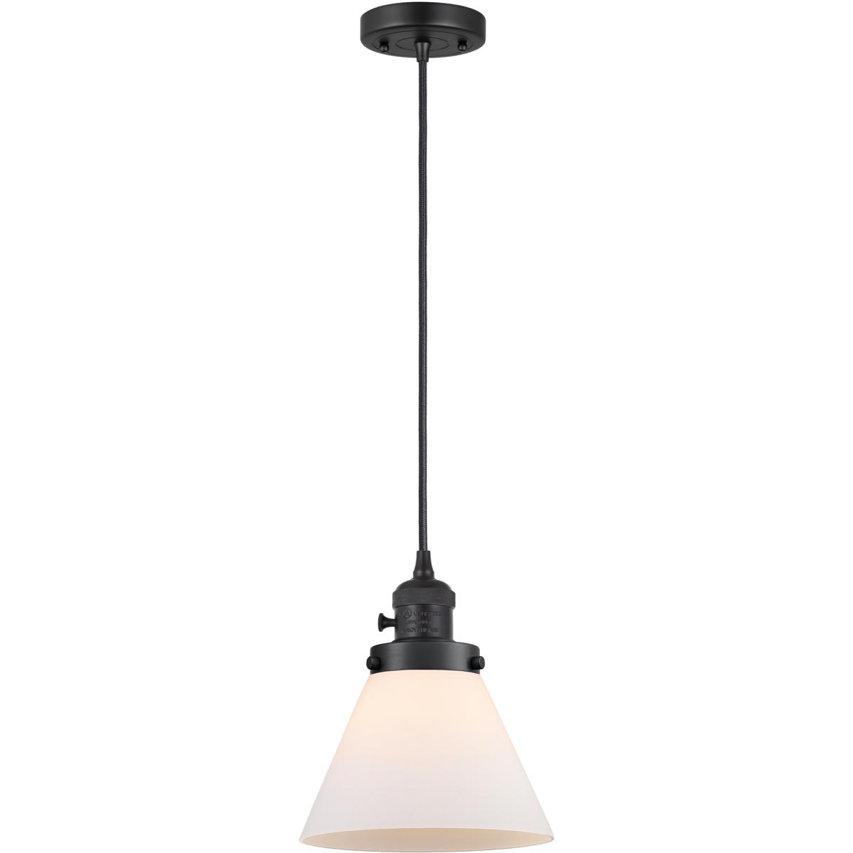 Innovations Lighting 201CSW-BK-G41 Franklin Restoration Cone 1 Light 8 inch Matte Black Mini Pendant Ceiling Light in Incandescent, Matte White