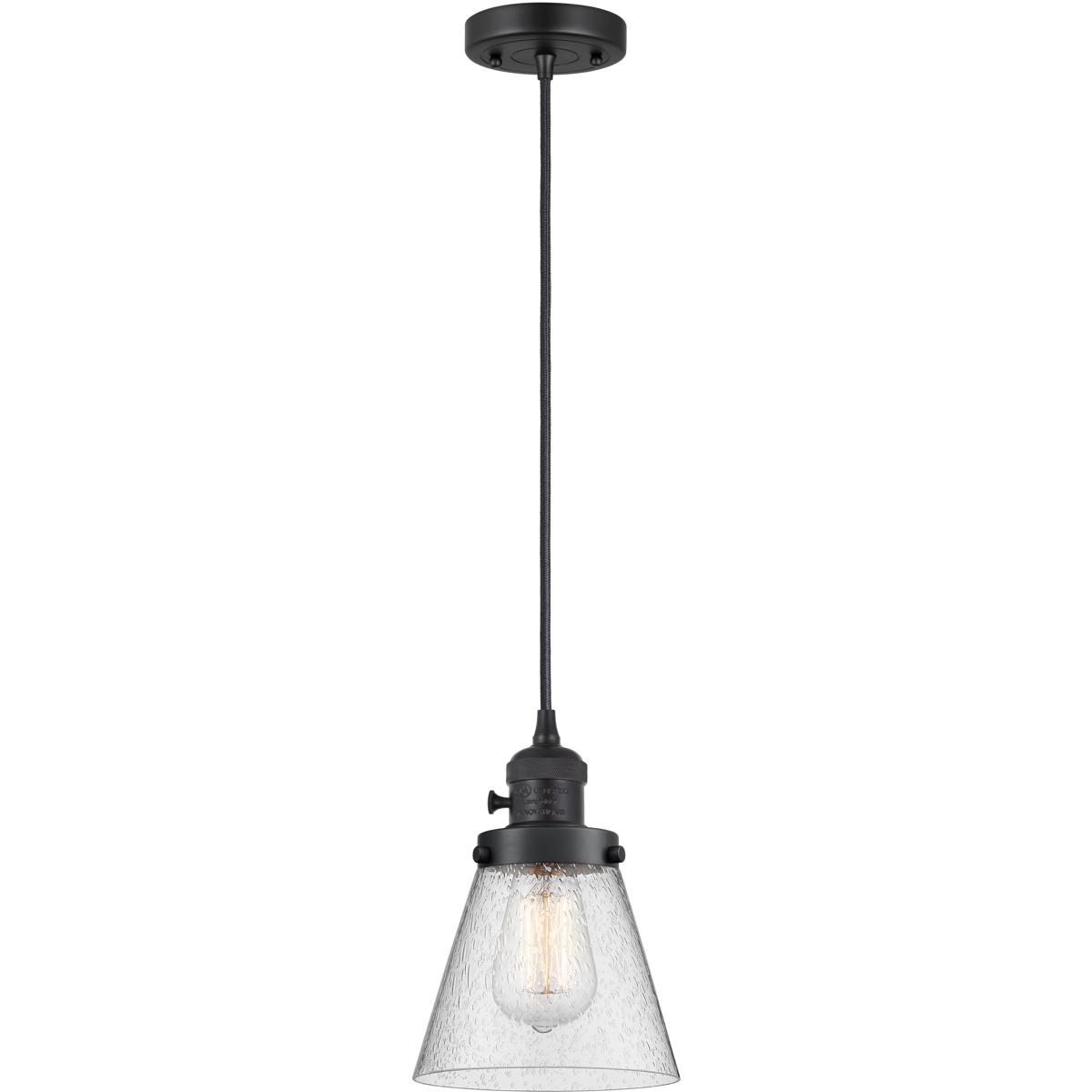Innovations Lighting 201CSW-BK-G64 Franklin Restoration Cone 1 Light 6 inch Matte Black Mini Pendant Ceiling Light in Incandescent, Seedy