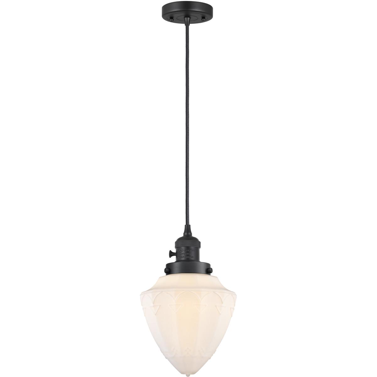Innovations Lighting 201CSW-BK-G661-7-LED Franklin Restoration Bullet LED 7 inch Matte Black Mini Pendant Ceiling Light in Matte White
