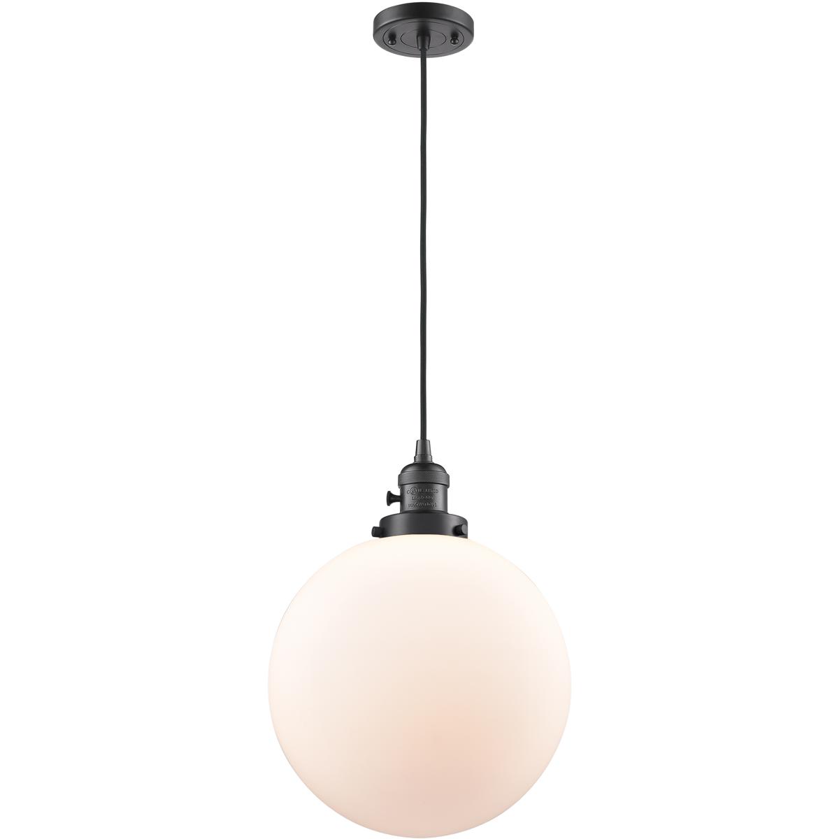 Innovations Lighting 201CSW-OB-G201-12-LED Franklin Restoration Beacon LED 12 inch Oil Rubbed Bronze Mini Pendant Ceiling Light in Matte White