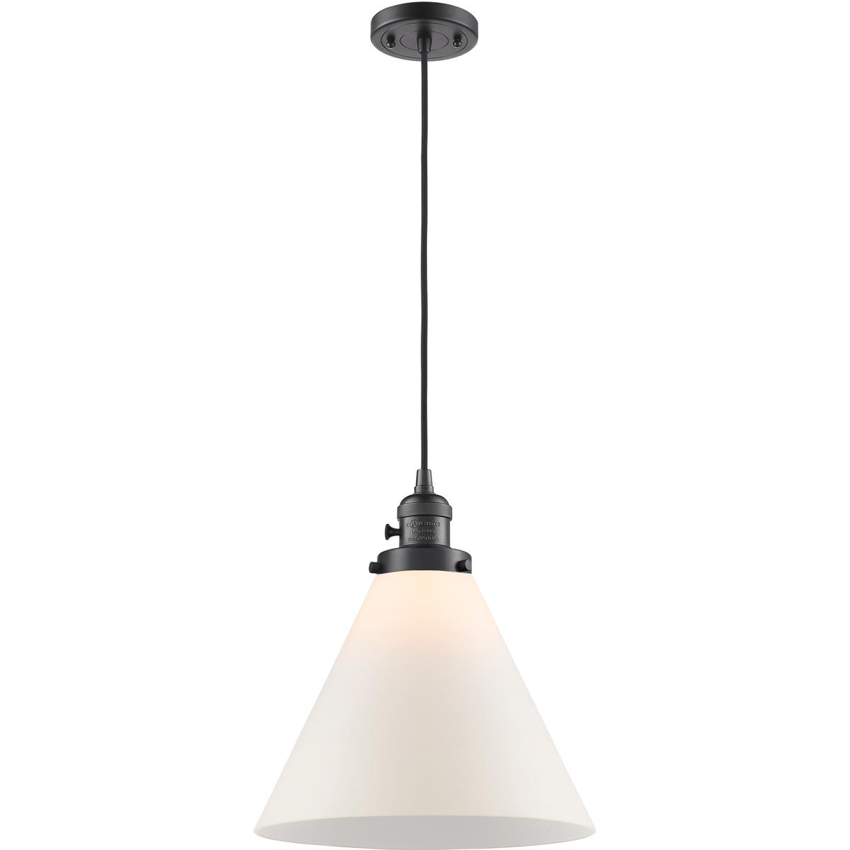 Innovations Lighting 201CSW-OB-G41-L-LED Franklin Restoration Cone LED 12 inch Oil Rubbed Bronze Mini Pendant Ceiling Light in Matte White