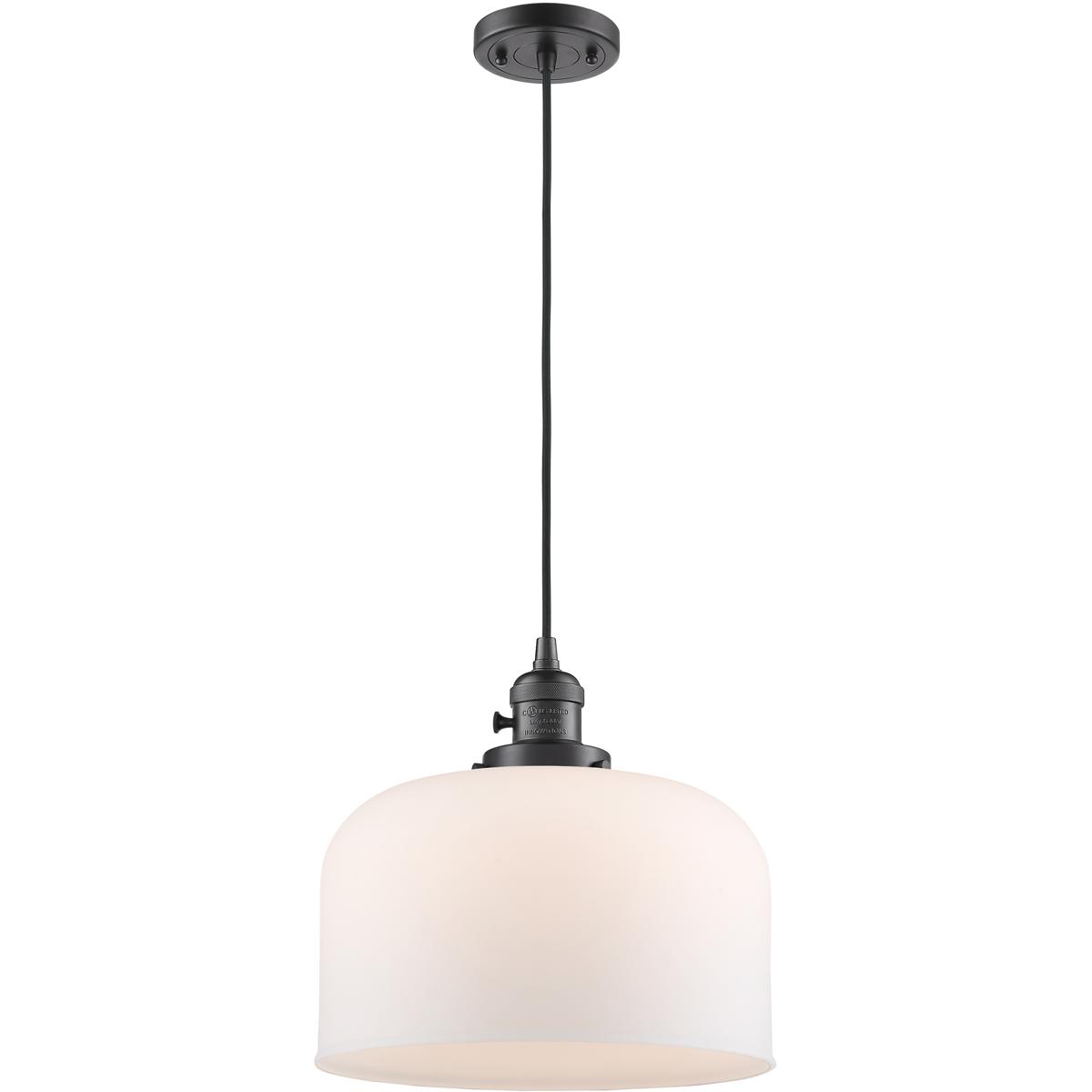 Innovations Lighting 201CSW-OB-G71-L-LED Franklin Restoration Bell LED 12 inch Oil Rubbed Bronze Mini Pendant Ceiling Light in Matte White