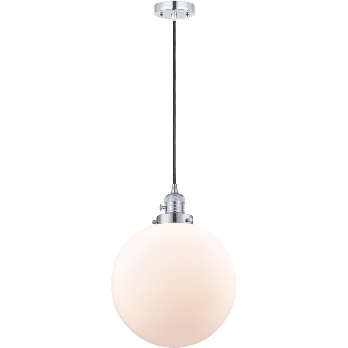 Innovations Lighting 201CSW-PC-G201-12-LED Franklin Restoration Beacon LED 12 inch Polished Chrome Mini Pendant Ceiling Light in Matte White