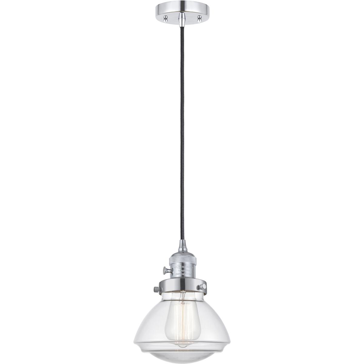 Innovations Lighting 201CSW-PC-G322-LED Franklin Restoration Olean LED 6.75 inch Polished Chrome Mini Pendant Ceiling Light in Clear