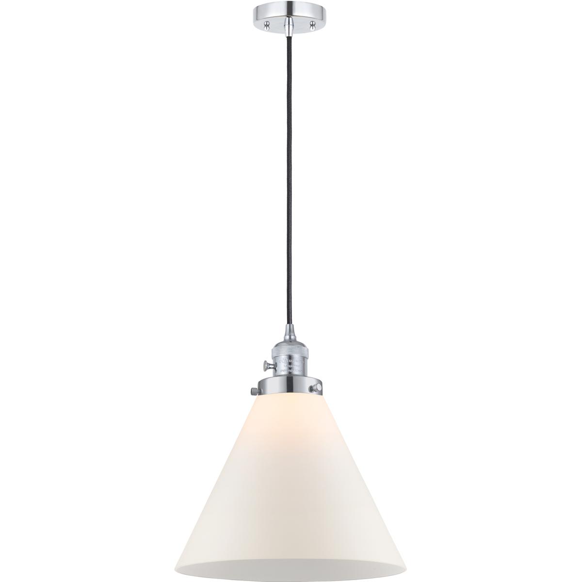 Innovations Lighting 201CSW-PC-G41-L Franklin Restoration Cone 1 Light 12 inch Polished Chrome Mini Pendant Ceiling Light in Incandescent, Matte White