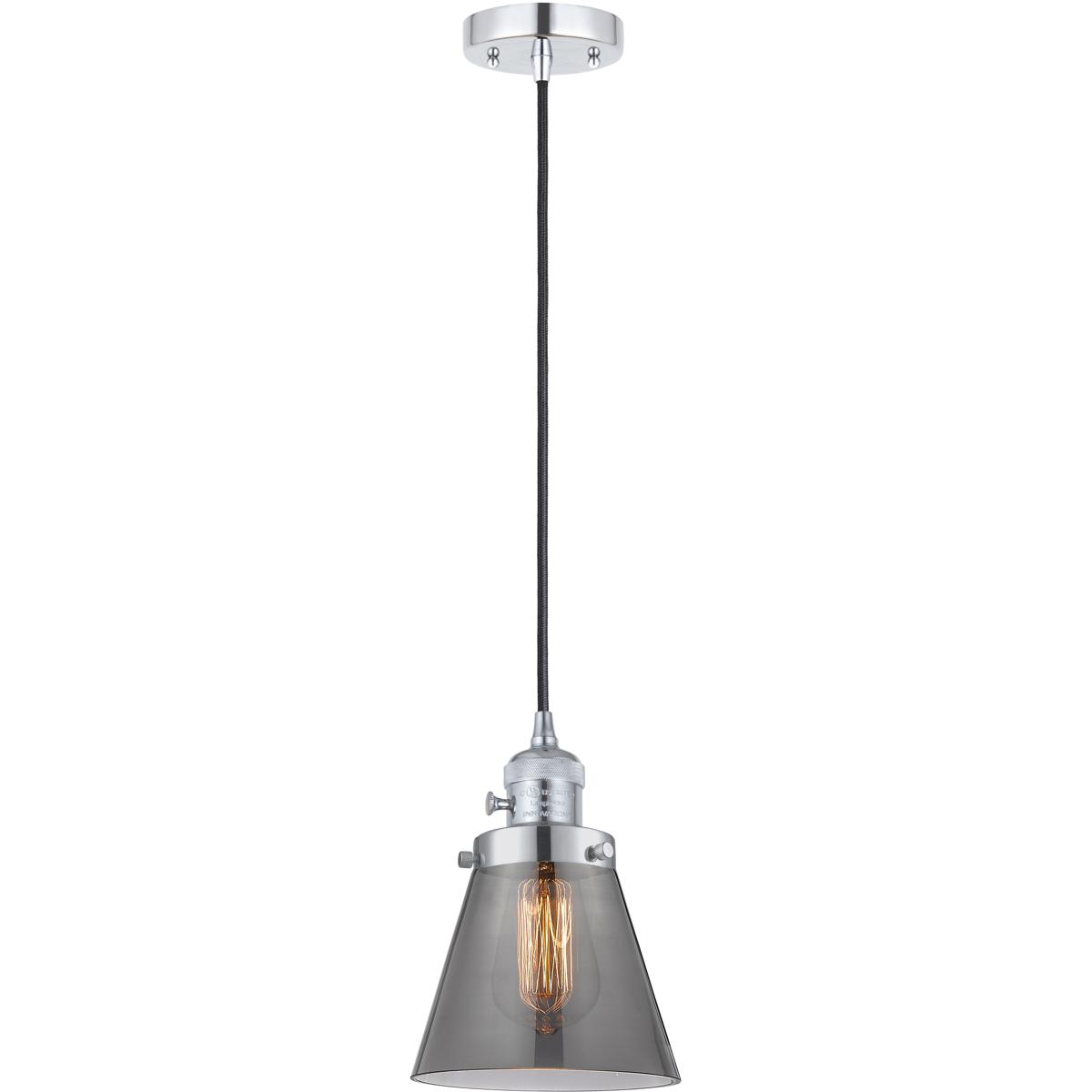 Innovations Lighting 201CSW-PC-G63 Franklin Restoration Cone 1 Light 6 inch Polished Chrome Mini Pendant Ceiling Light in Bulb Not Included, Light Smo