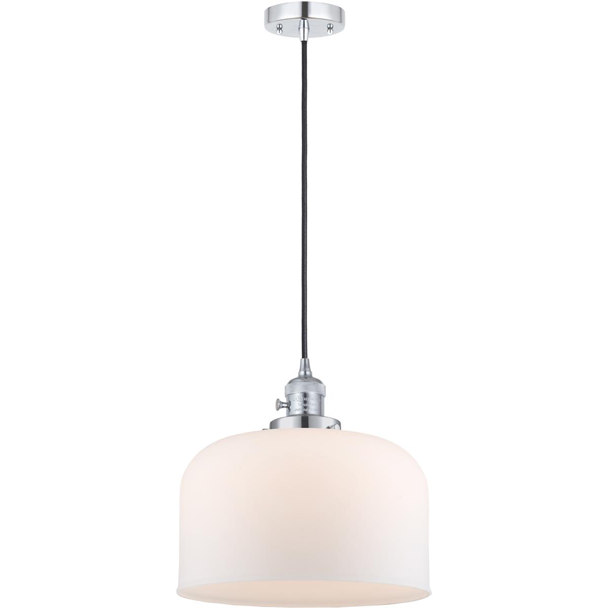 Innovations Lighting 201CSW-PC-G71-L Franklin Restoration Bell 1 Light 12 inch Polished Chrome Mini Pendant Ceiling Light in Incandescent, Matte White