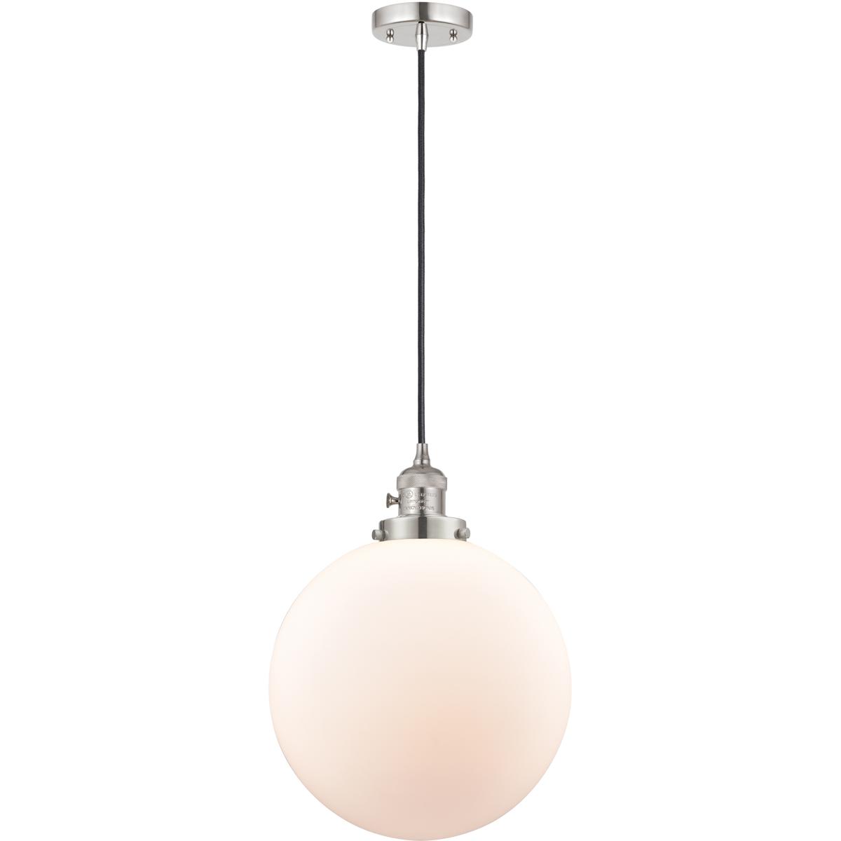 Innovations Lighting 201CSW-PN-G201-12-LED Franklin Restoration Beacon LED 12 inch Polished Nickel Mini Pendant Ceiling Light in Matte White
