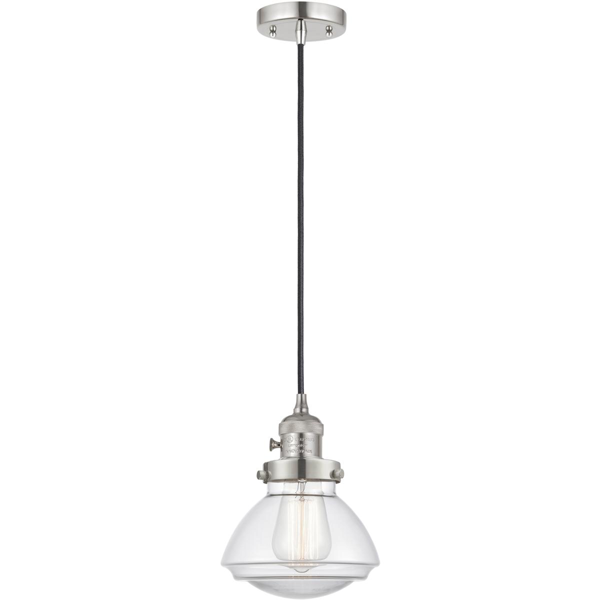 Innovations Lighting 201CSW-PN-G322-LED Franklin Restoration Olean LED 6.75 inch Polished Nickel Mini Pendant Ceiling Light in Clear