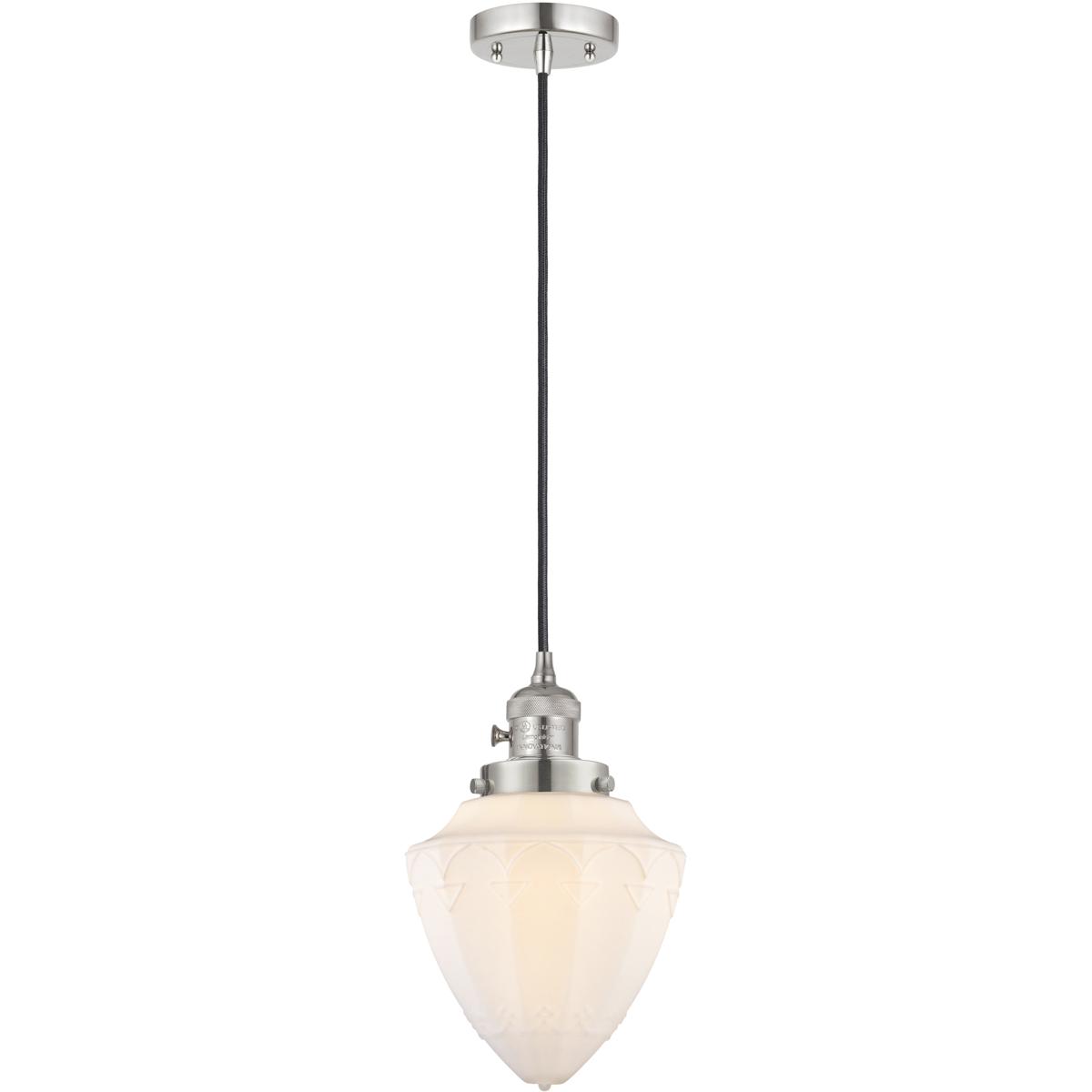 Innovations Lighting 201CSW-PN-G661-7 Franklin Restoration Bullet 1 Light 7 inch Polished Nickel Mini Pendant Ceiling Light in Incandescent, Matte Whi
