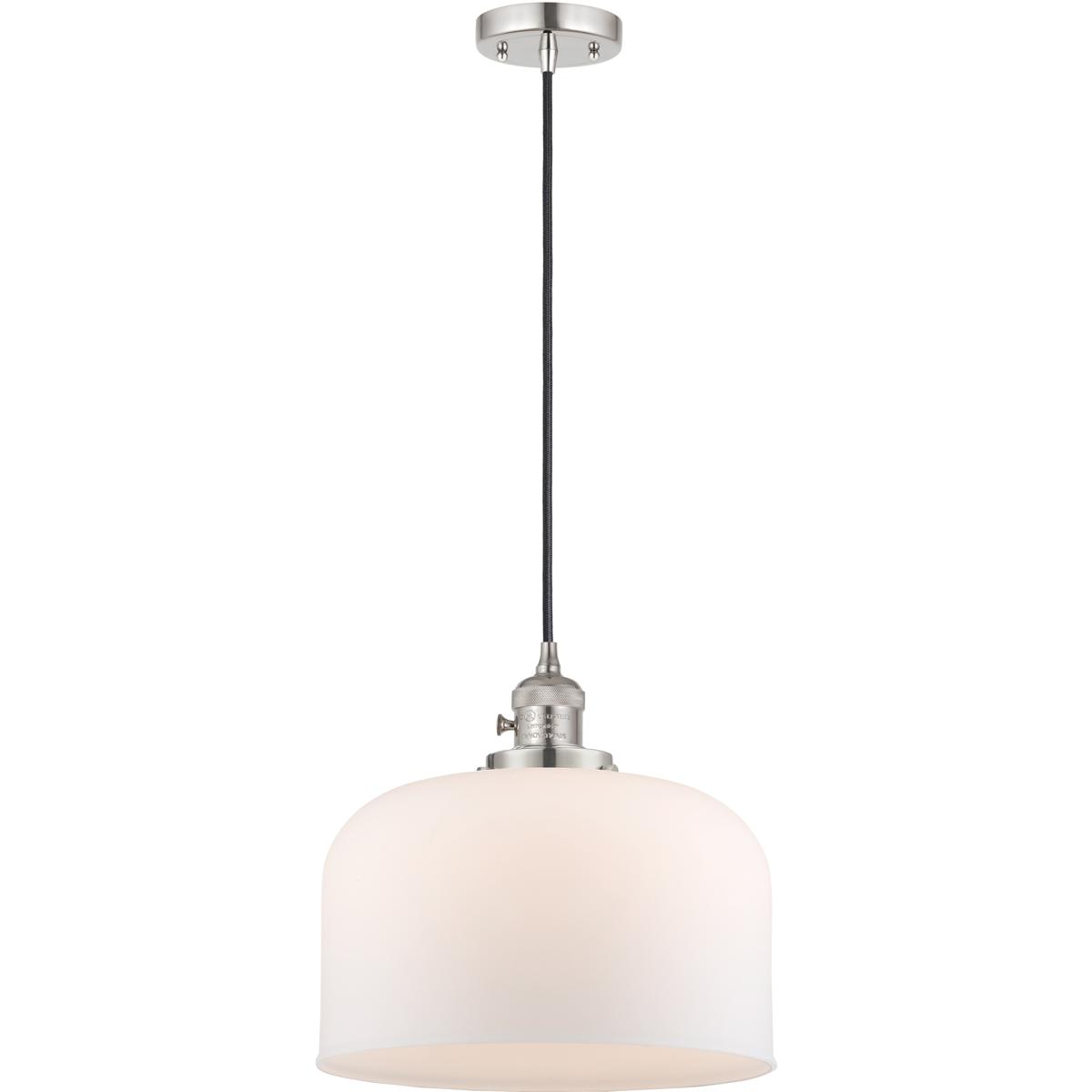 Innovations Lighting 201CSW-PN-G71-L-LED Franklin Restoration Bell LED 12 inch Polished Nickel Mini Pendant Ceiling Light in Matte White