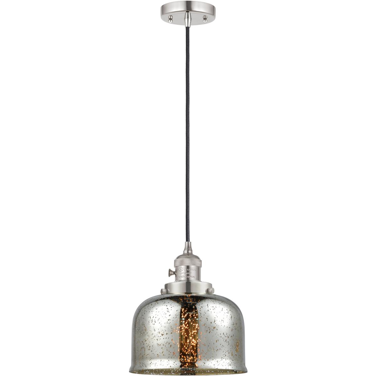 Innovations Lighting 201CSW-PN-G78-LED Franklin Restoration Bell LED 8 inch Polished Nickel Mini Pendant Ceiling Light in Silver Plated Mercury