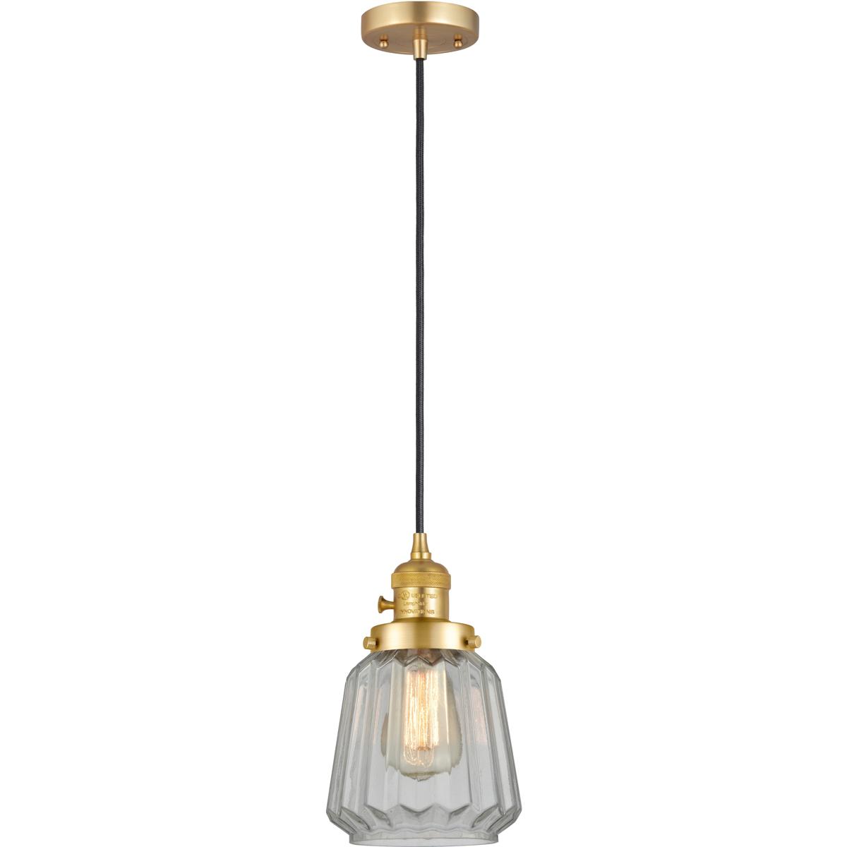 Innovations Lighting 201CSW-SG-G142 Franklin Restoration Chatham 1 Light 6 inch Satin Gold Mini Pendant Ceiling Light in Incandescent, Clear