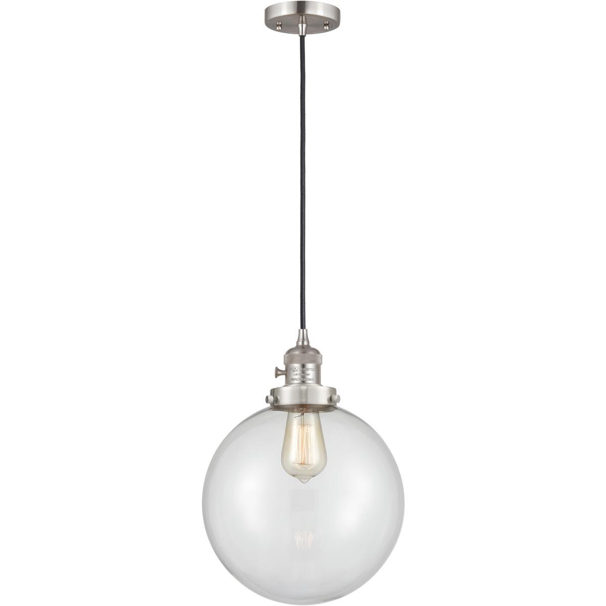 Innovations Lighting 201CSW-SN-G202-10 Franklin Restoration Beacon 1 Light 10 inch Brushed Satin Nickel Mini Pendant Ceiling Light in Incandescent, Cl