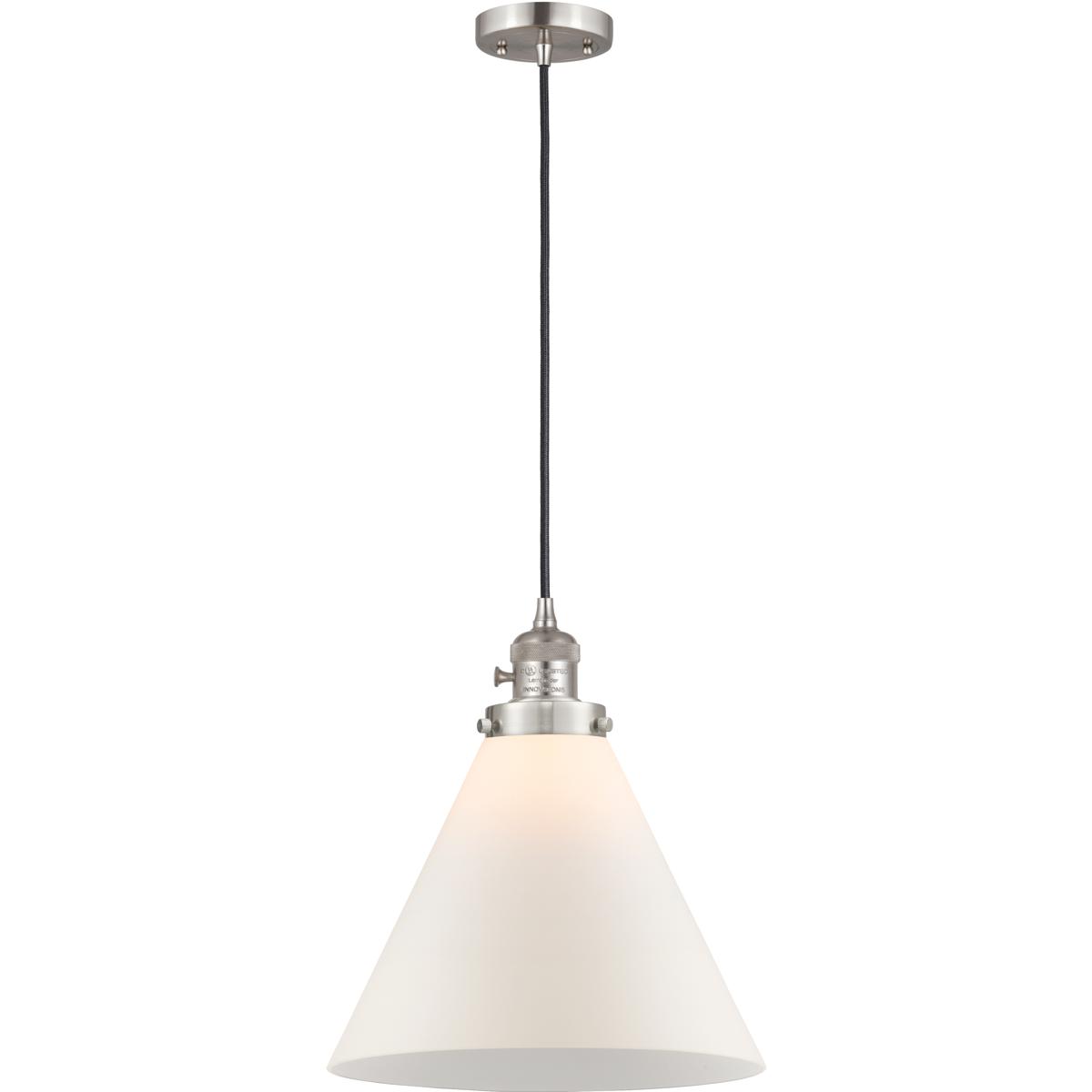 Innovations Lighting 201CSW-SN-G41-L-LED Franklin Restoration Cone LED 12 inch Brushed Satin Nickel Mini Pendant Ceiling Light in Matte White